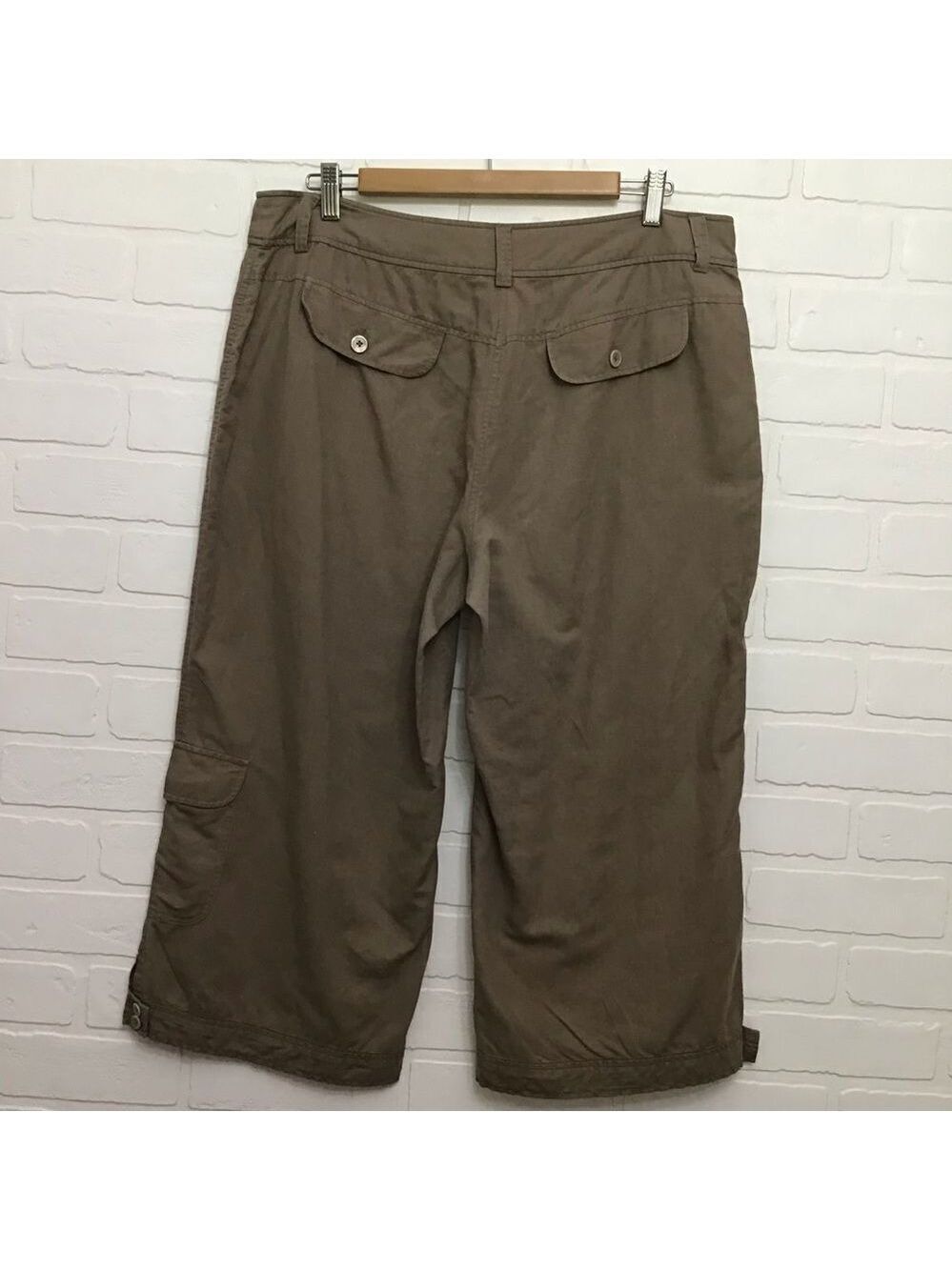 OLSEN Europe Anna linen blend pedal pusher pants crop wedge size 10 wide legs - Picture 2 of 11